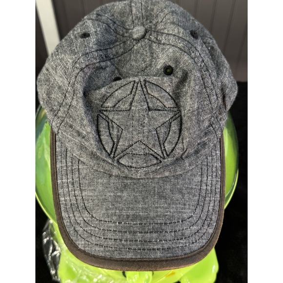 Jeep Strapback Heather‎ Gray Brown Leather Trim & Strap Adjustable Star Front - Picture 1 of 8